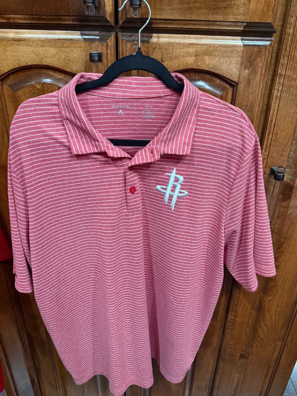 Antigua Houston Rockets Polo XL Red White Striped Golf Shirt